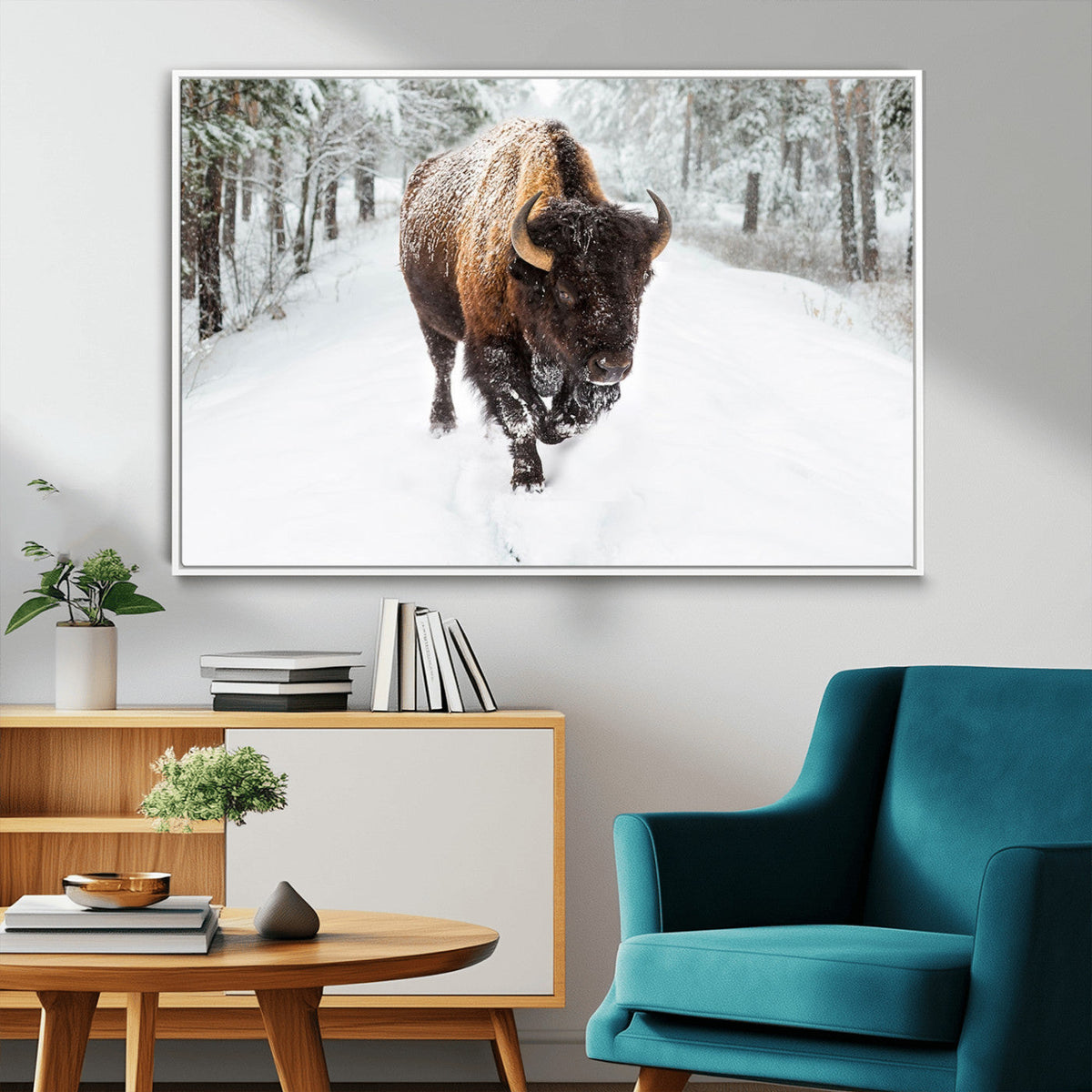 Bison Wall Art Canvas Print For Farmhouse, Animal Canvas
