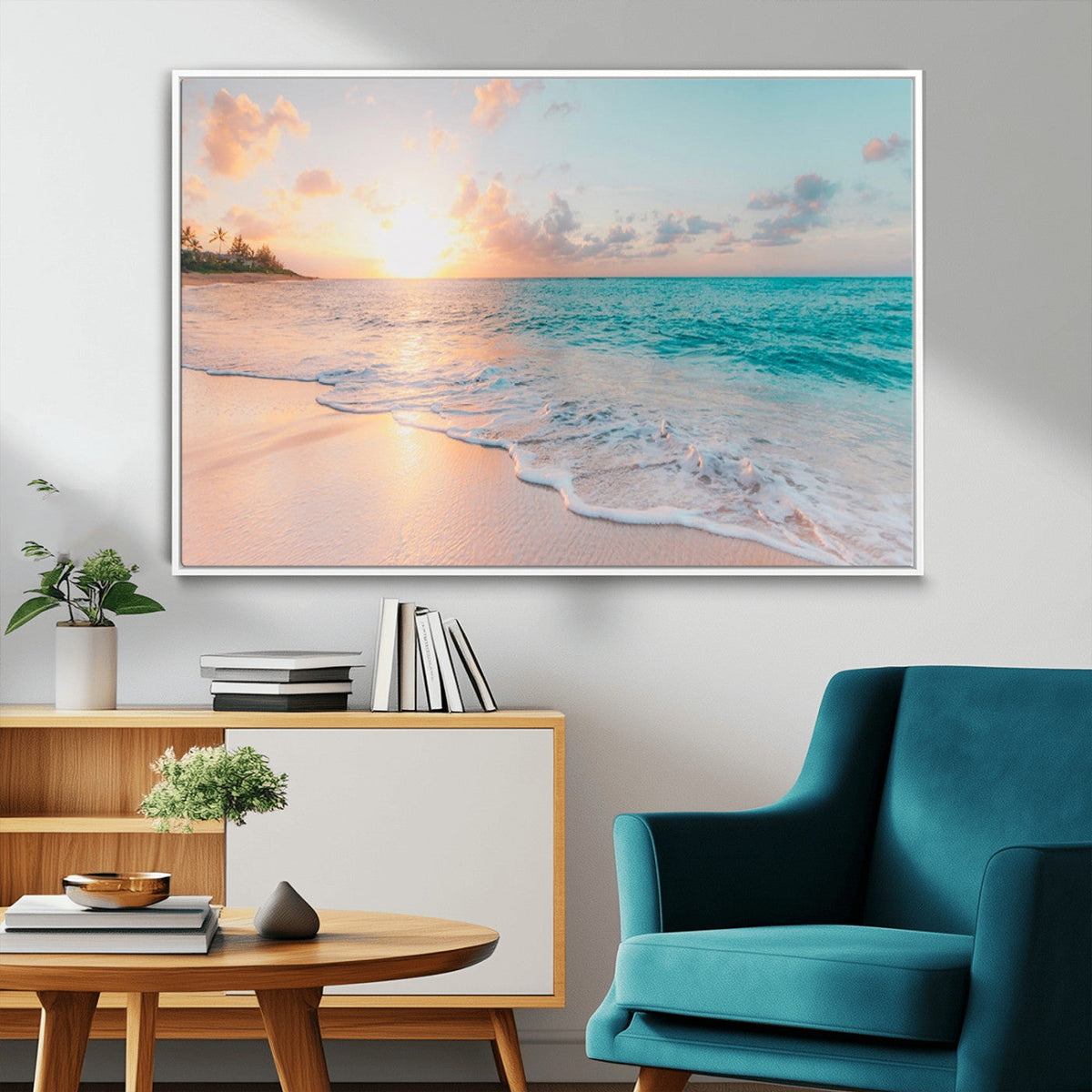 Beach Wall Art - Stunning Ocean Sunset Canvas Print with