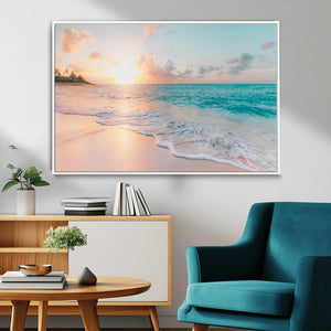Beach Wall Art - Stunning Ocean Sunset Canvas Print with