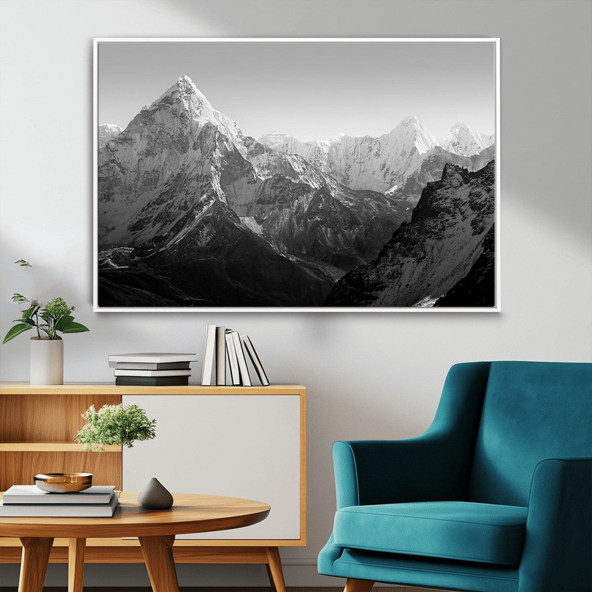 Everest Himalaya Mountain Peaks Black & White Triptych