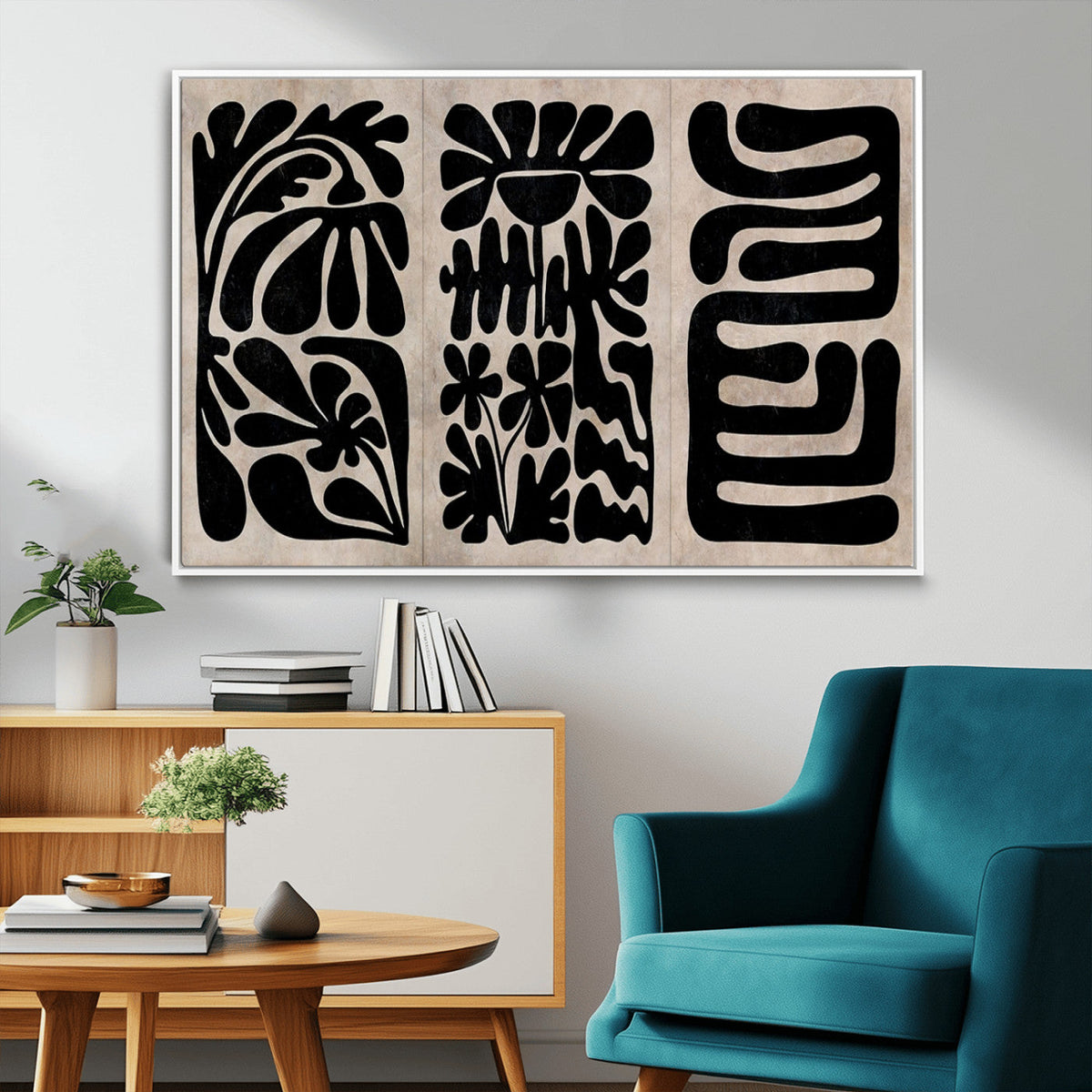 Canvas Print Wall Art Abstract Art Boho, Framed Boho Art