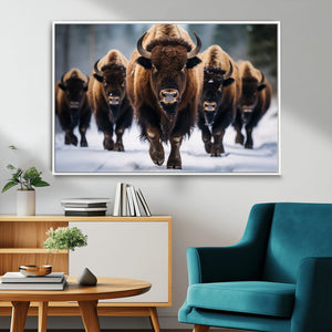 Buffalo Wall Art Canvas Print, American Bison Herd Wall Art