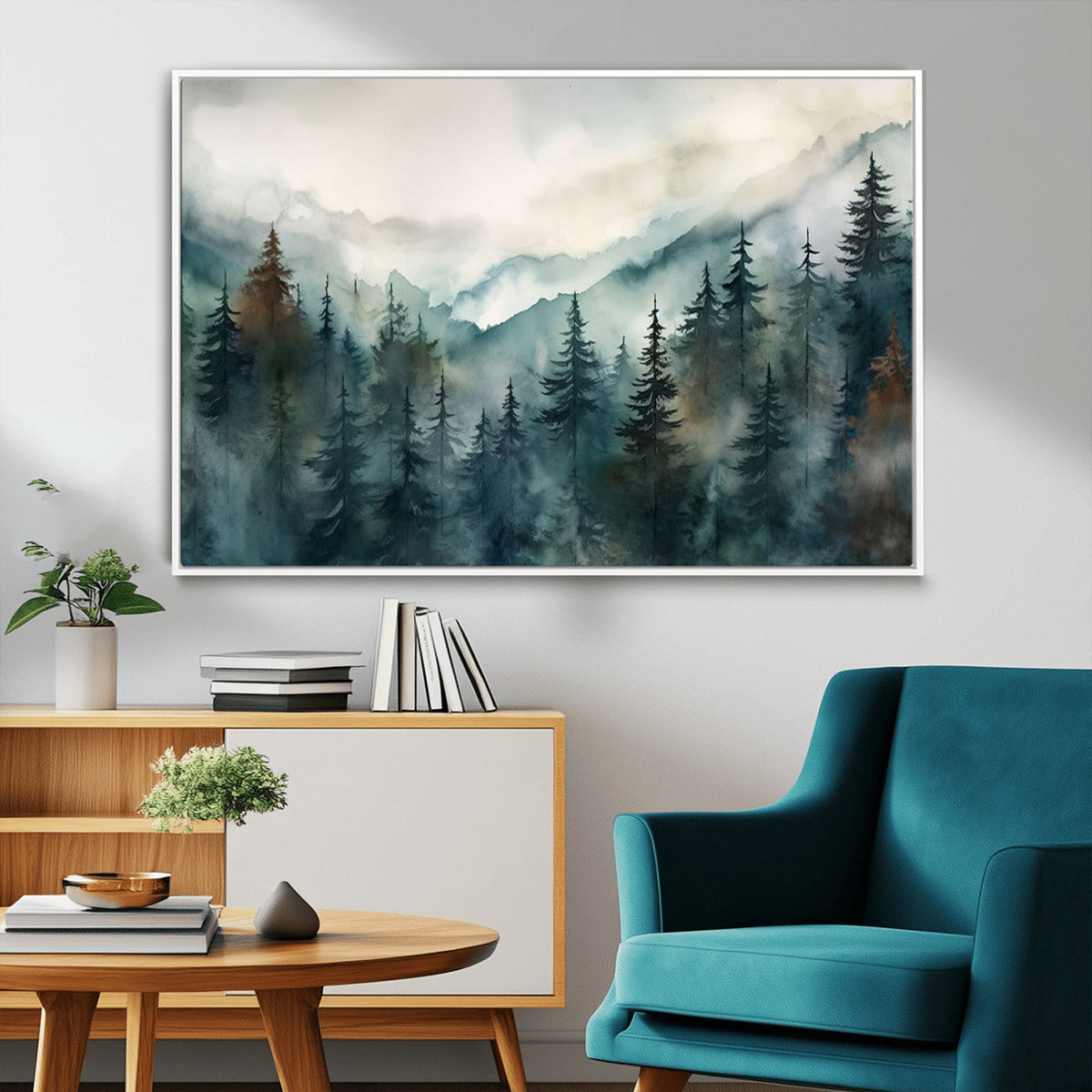 Serenity Forest Wall Art Canvas | Foggy Mountain Landscape