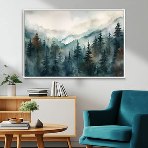 Serenity Forest Wall Art Canvas | Foggy Mountain Landscape