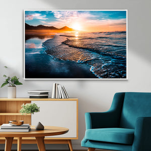 Sunset Beach Ocean Canvas Wall Art – Tranquil Ocean