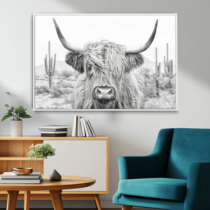 Rustic Charm | Cow Longhorn Black White Bighorn Wall Art