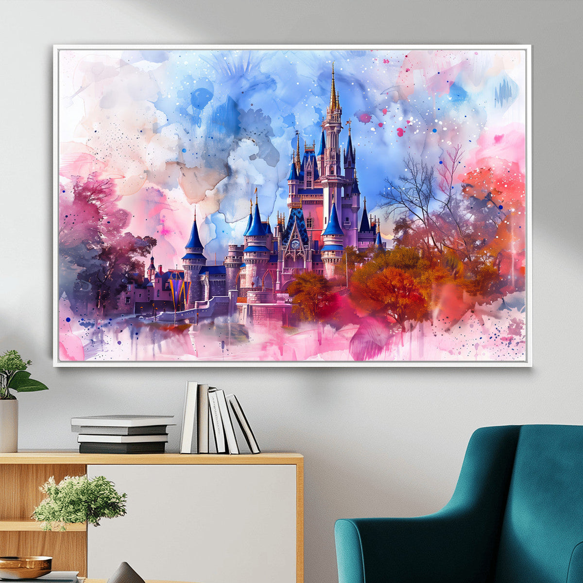 Disney Wall Art: Dreamy Watercolor Cinderella Castle Canvas