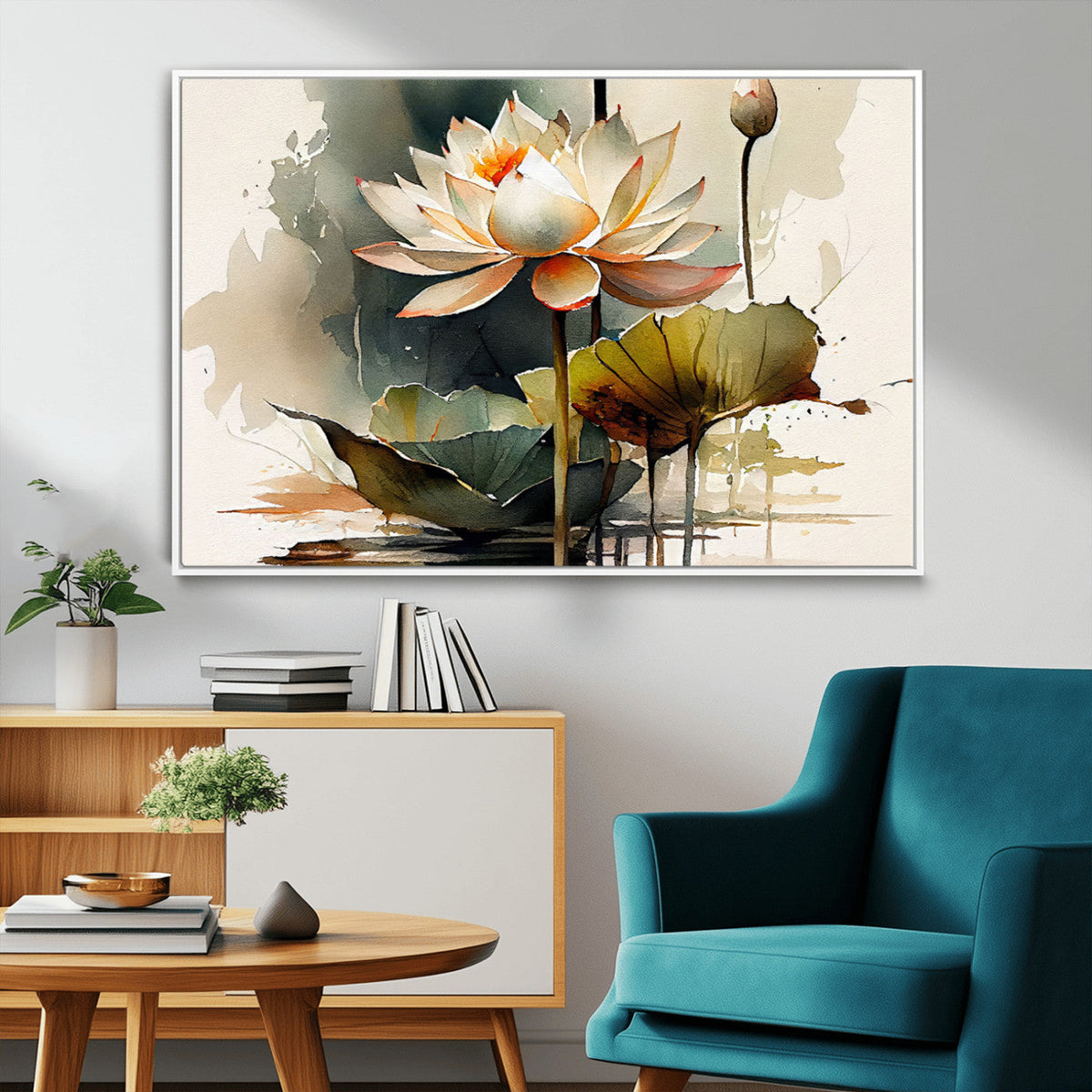 Lotus Flower Watercolor Canvas Print – A Symbol of Serenity