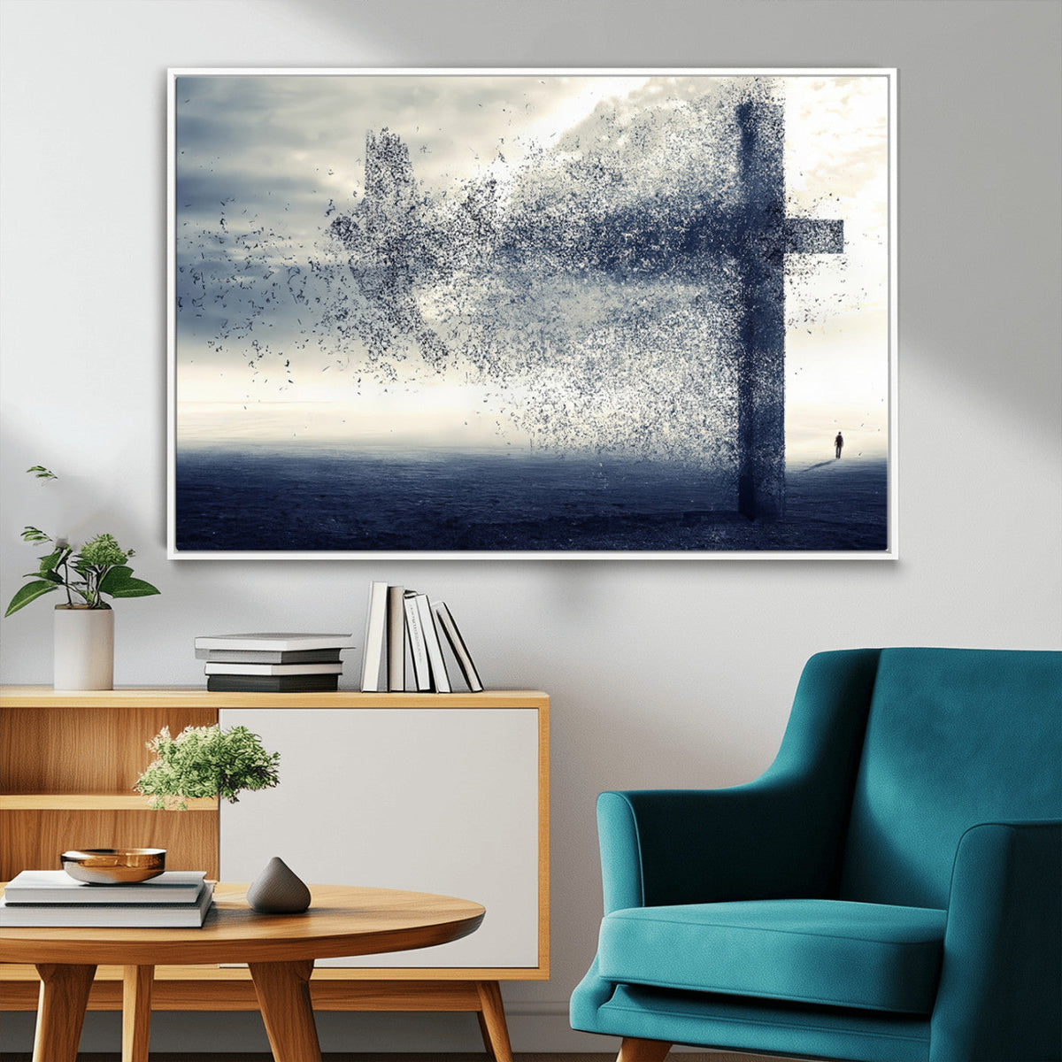Jesus and the Fading Cross Wall Art Print – Symbol of Faith,