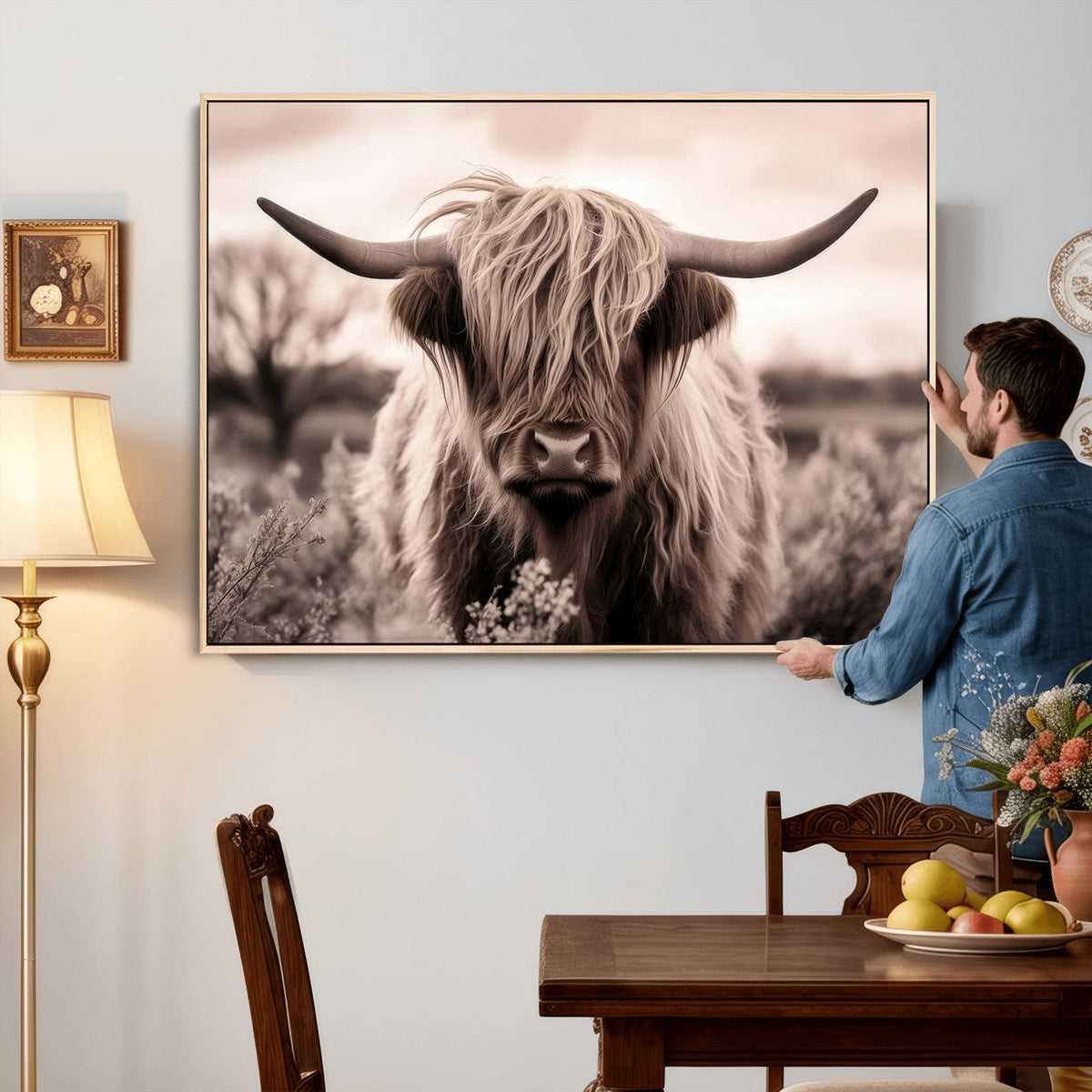Scottish Cow Longhorn Wall Art Canvas Print