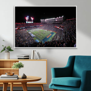 Ben Hill Griffin Stadium Night Game Triple Canvas Wall Art -