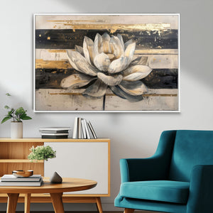Lotus Flower Wall Art – Framed Abstract Floral Canvas
