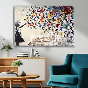 Banksy Graffiti Wall Art Canvas Print: Girl Releasing
