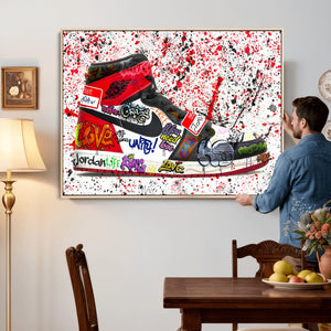 Jordan Shoes Graffiti Wall Art Canvas Print- Jordan Graffiti