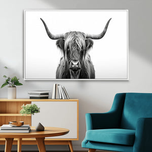 Highland Wall Art Canvas Print – Minimalist Black and White
