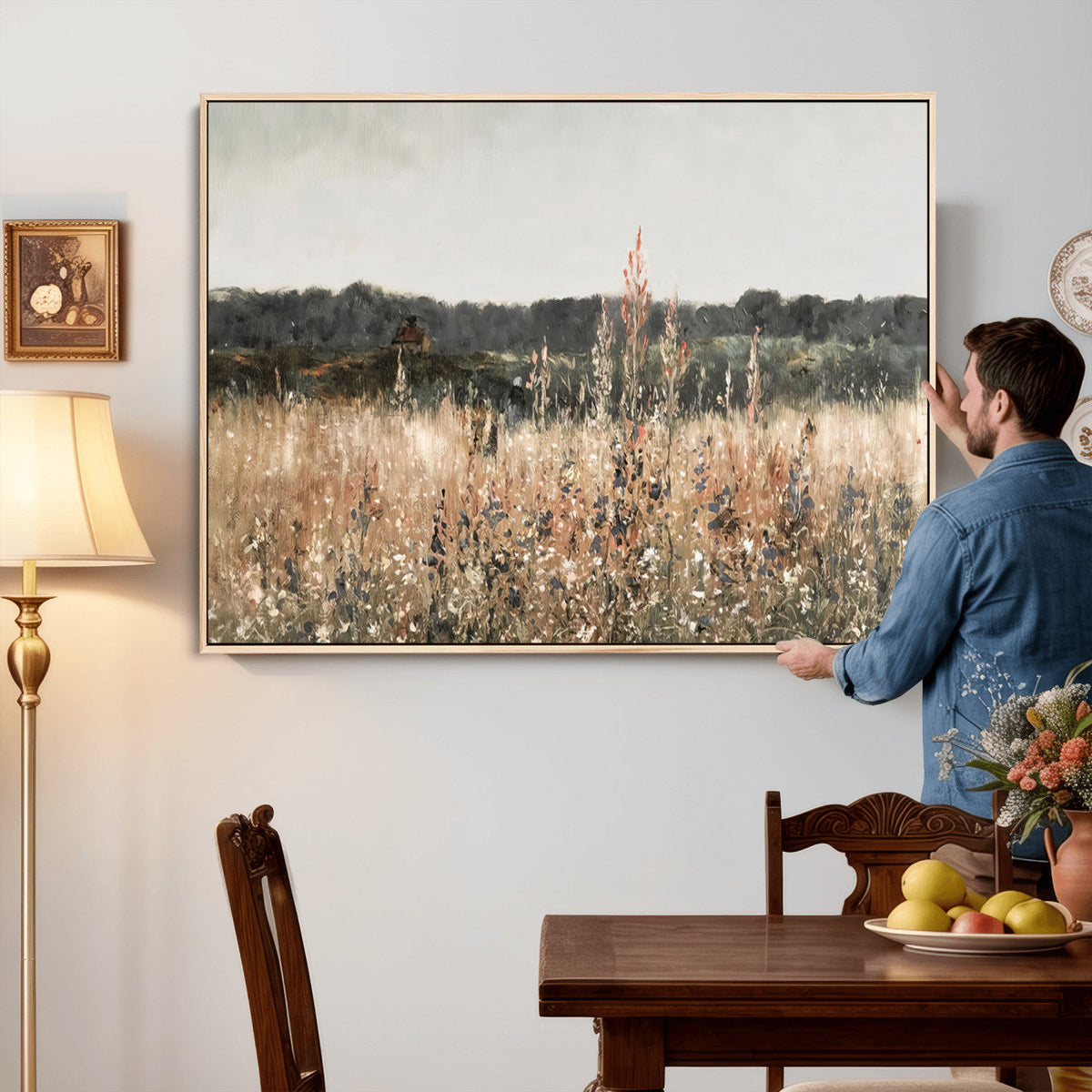 Rustic Field Landscape Wall Art Print, Giclee Canvas Wall