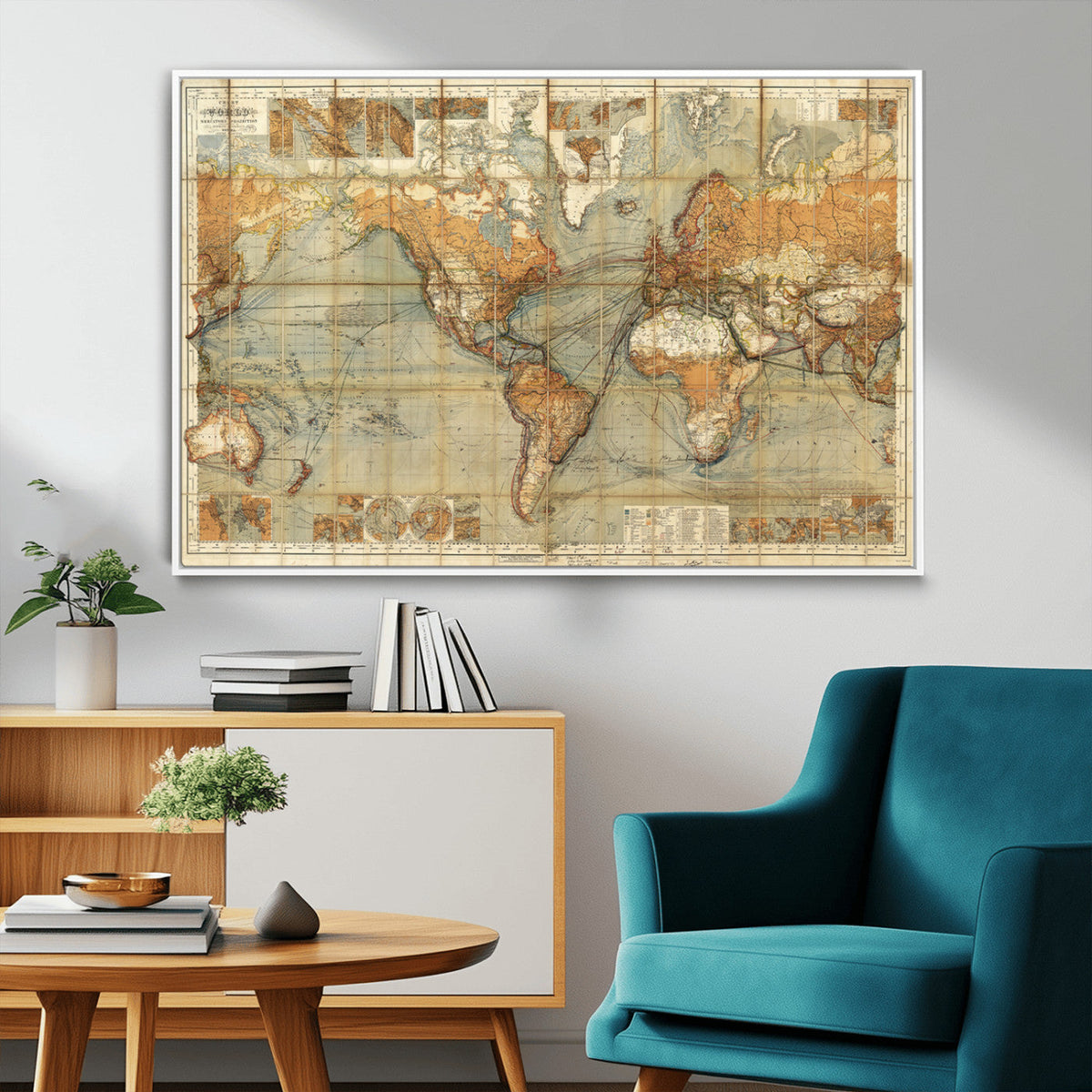 Push Pin World Map Canvas Print – Travel Tracker Wall Art