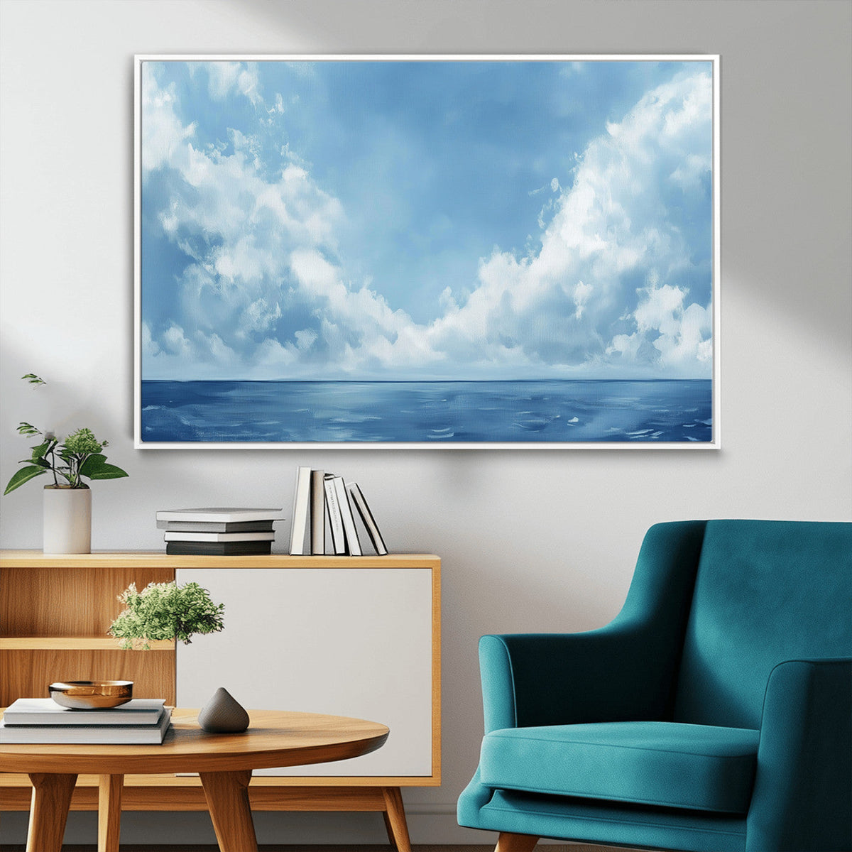 Abstract Ocean Print Artwork- Serene Blue Ocean Canvas Wall