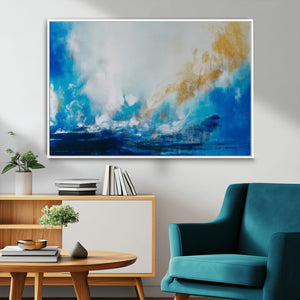 Blue Abstract Print - Dynamic Ocean-Inspired Canvas Wall Art