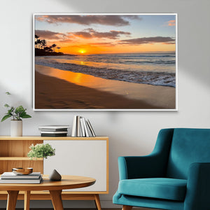 Sunset Wall Art Print - Stunning Beach Sunset Canvas Artwork