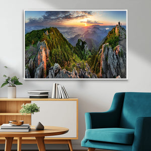 Mountain Sunset Panoramic Wall Art Canvas Print – Framed