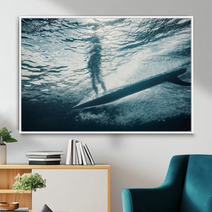 Underwater Surf Wall Art – Framed Ocean Wave Canvas Artwork,