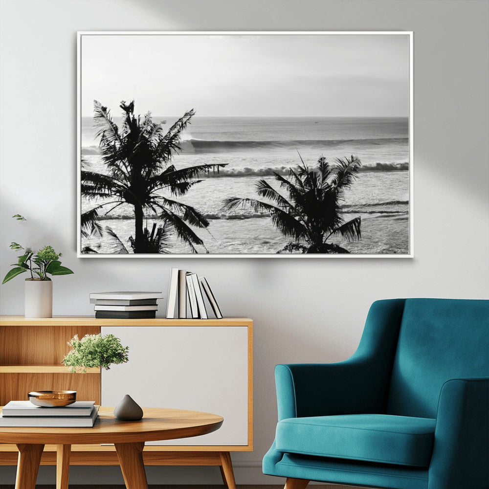 Tropical Coastline Wall Art Canvas Print – Framed Palm Trees