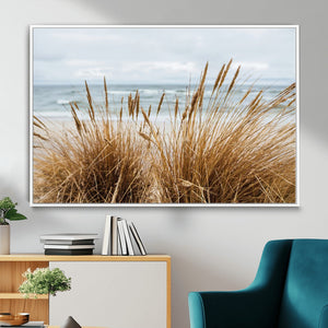 Beach Grass Wall Art Canvas Print – Framed Coastal Dunes Art