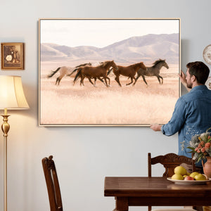 Wild Horse Wall Art Canvas Print – Framed Rustic Western Art