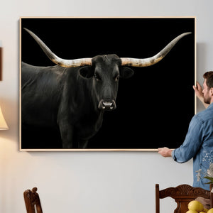 Longhorn Cattle Wall Art Canvas Print – Framed Texas Ranch