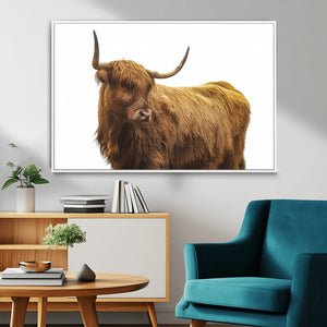 Highland Cow Wall Art Canvas Print – Framed Farmhouse Rustic