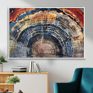 Tree Rings Wall Art Canvas Print – Framed Wood Art Picture