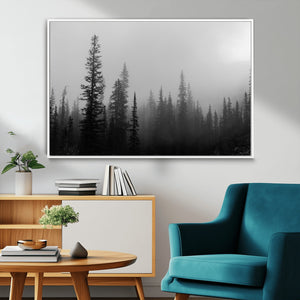 Misty Pines Wall Art Canvas Print – Framed Woodland