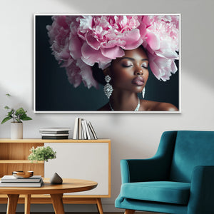 Black Beauty Petal Crown Wall Art Canvas Print – Floral