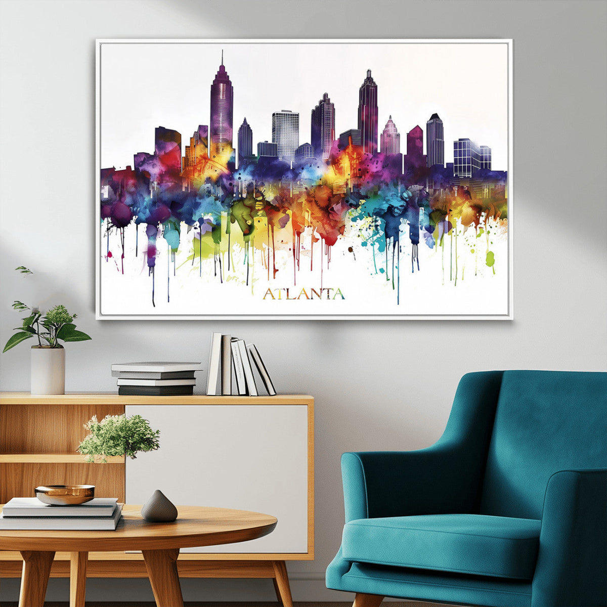 Atlanta Skyline Wall Art Canvas Print – Framed Colorful