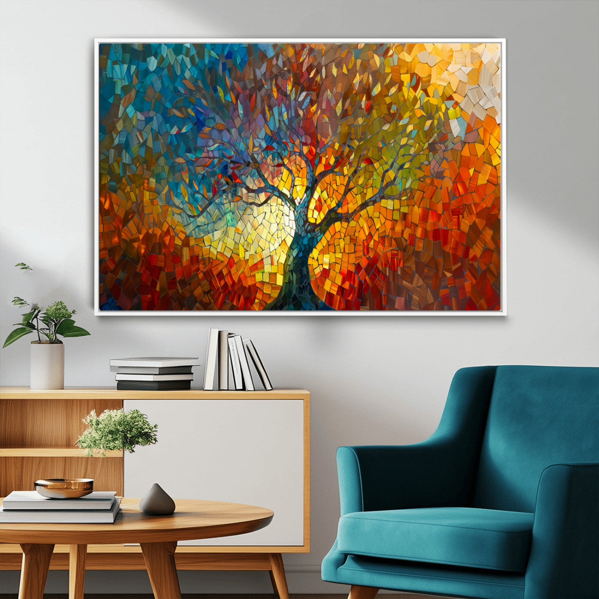 Yggdrasil Tree of Life Mosaic Stained Glass Wall Art, Tree