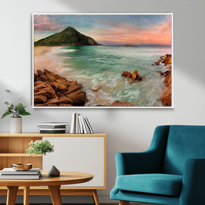 Coastal Landscape Wall Art Canvas Print – Rocky Shore and