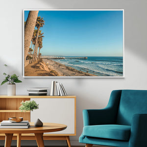 Scenic Beach Wall Art Canvas Print – Tall Palm Trees, Sandy