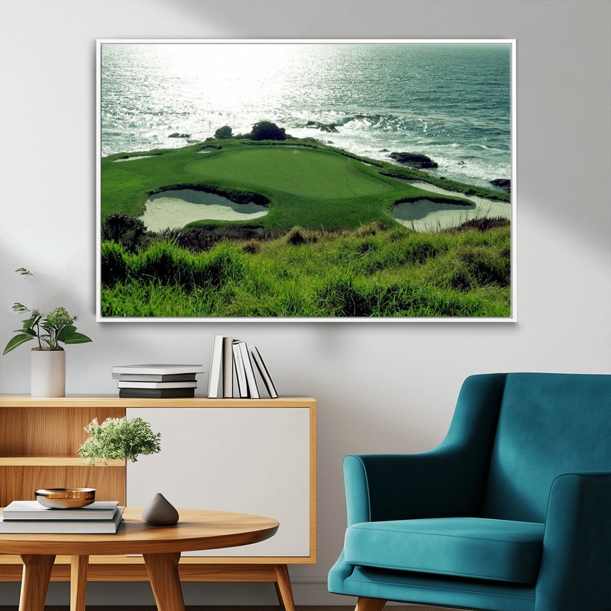 Coastal Golf Course Wall Art Canvas Print – Scenic Green
