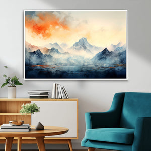 Warm Clouds Abstract Mountain Wall Art Canvas Print