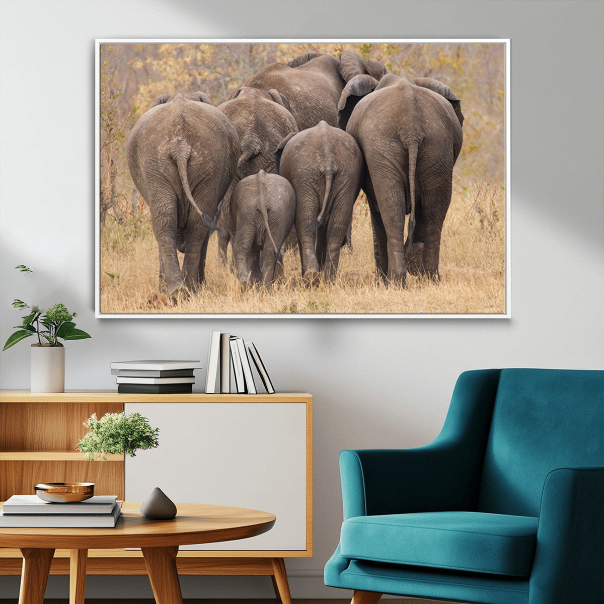 Wild Elephant Wall Art Canvas Print