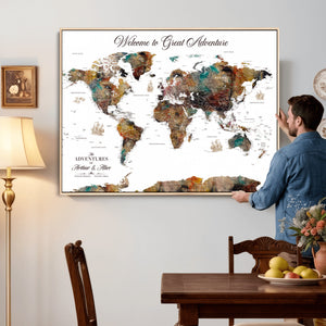 Customizable Framed World Map Canvas Print – Personalized