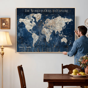 Custom Push Pin Travel Map Wall Art Canvas Print –