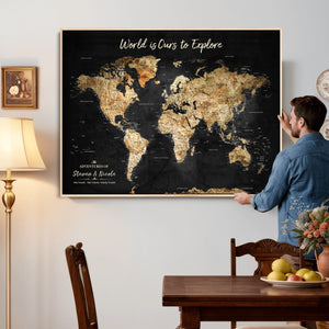 Framed Personalized Push Pin World Map – Custom Travel