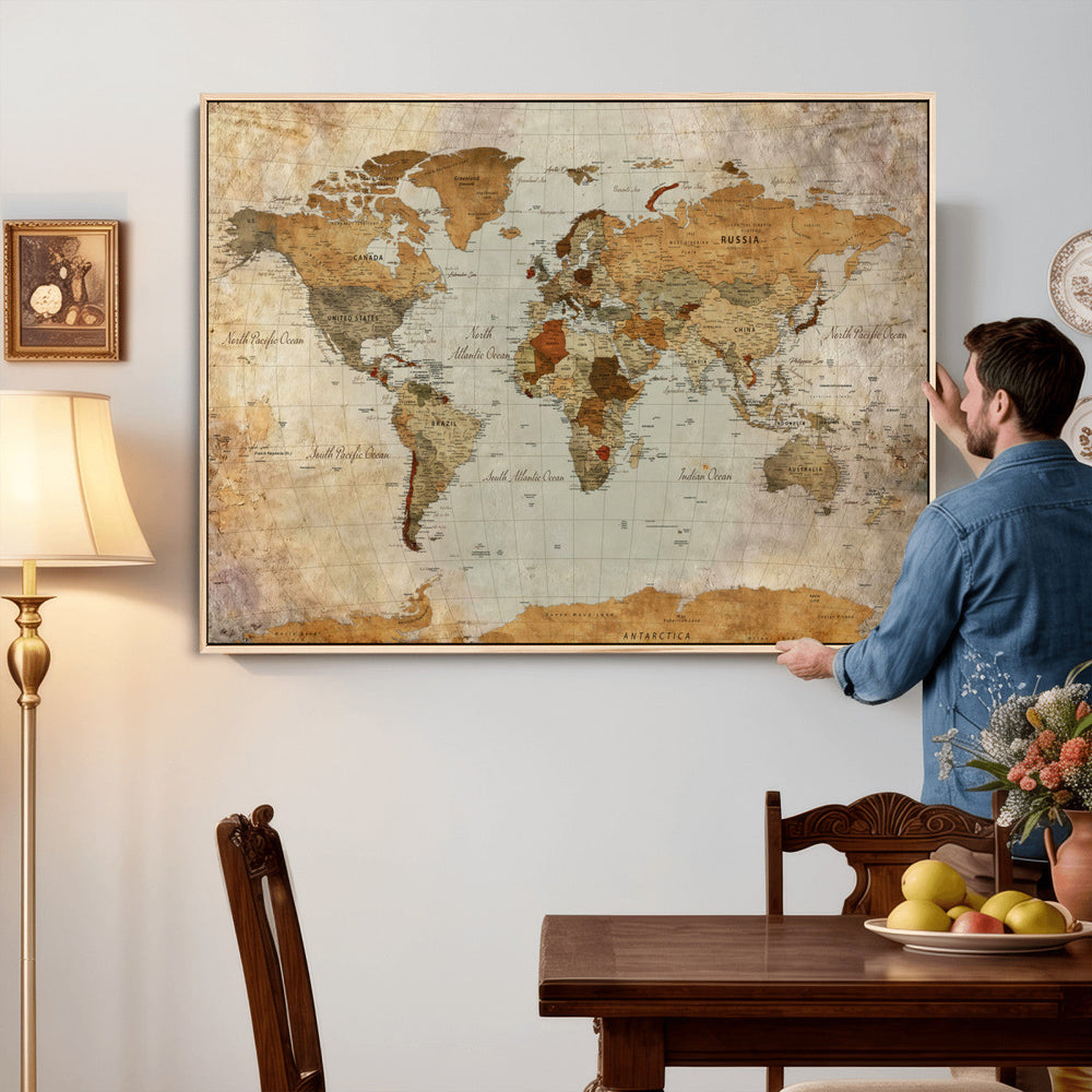 World Map Canvas Print – Detailed Map of the World Wall Art