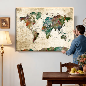 World Map Canvas Print – Framed Detailed Map of the World