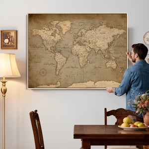 World Map Canvas Print – Framed Travel Map Wall Art for