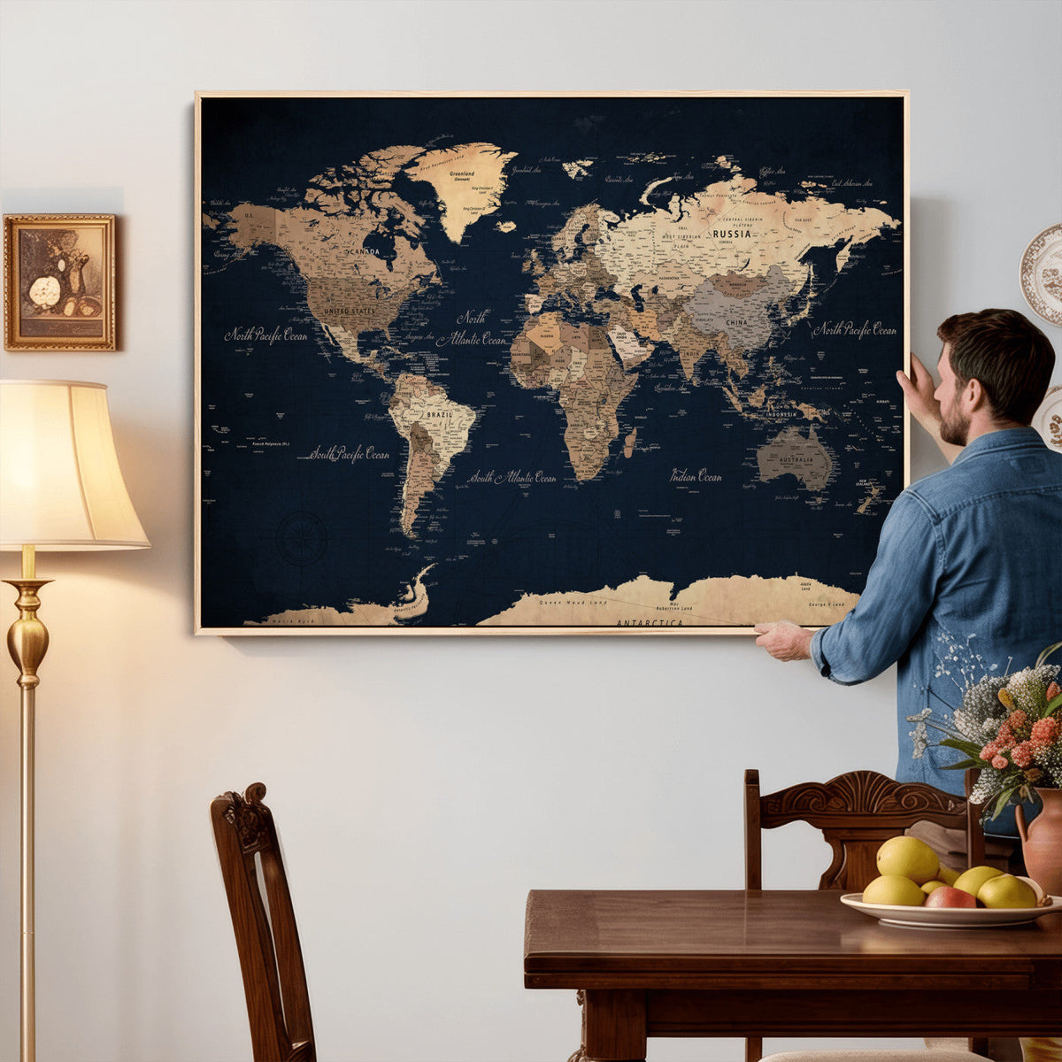 World Map Canvas Print – Detailed Map of the World Wall Art