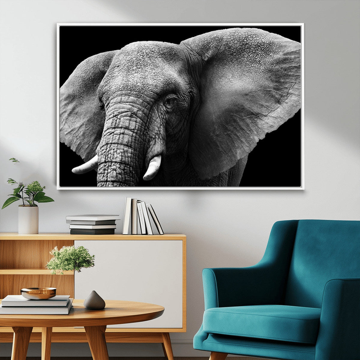 Big Elephant Close Up Wall Art Canvas Print
