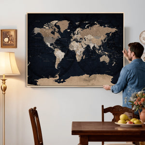 Grunge Wall Art World Map Canvas Print